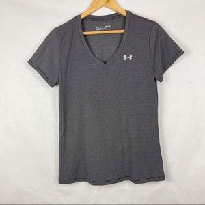 Under Armour Blk/Wht S/S V-neck Top Size M